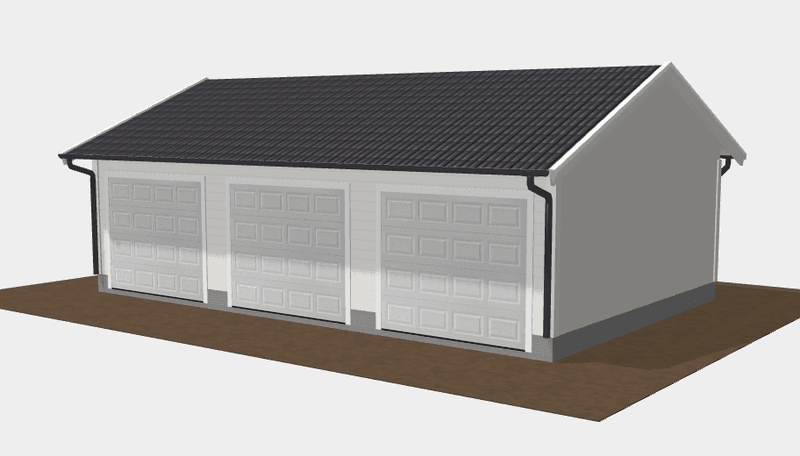 Fleksibel rekkegarasje – 3 meter plasser med saltak og innvendige skillevegger