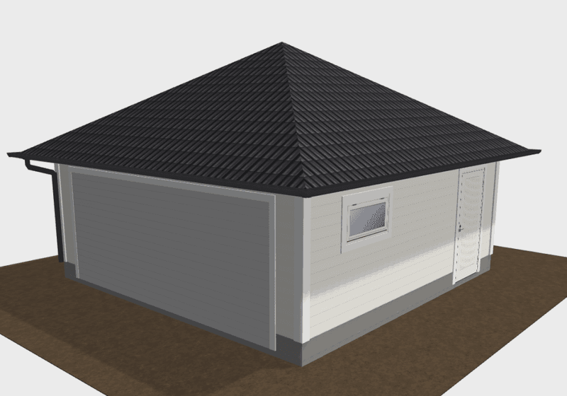 Dobbelgarasje 6,0 × 6,0 m – pyramidetak, ferdige elementer