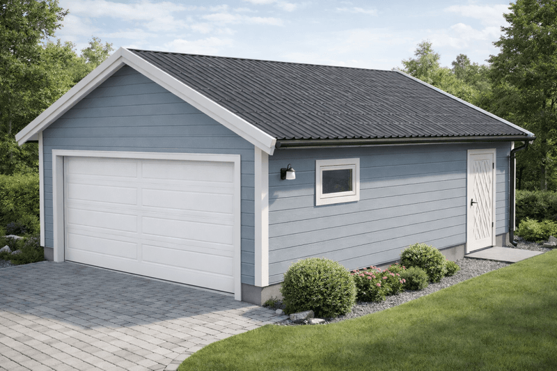 Dobbelgarasje 6,2 × 7,8 m – 22° saltak, ferdige elementer