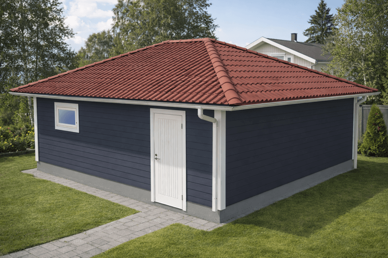 Dobbelgarasje 6,2 × 7,8 m – valmtak(22°, 30° eller 36°), ferdige elementer